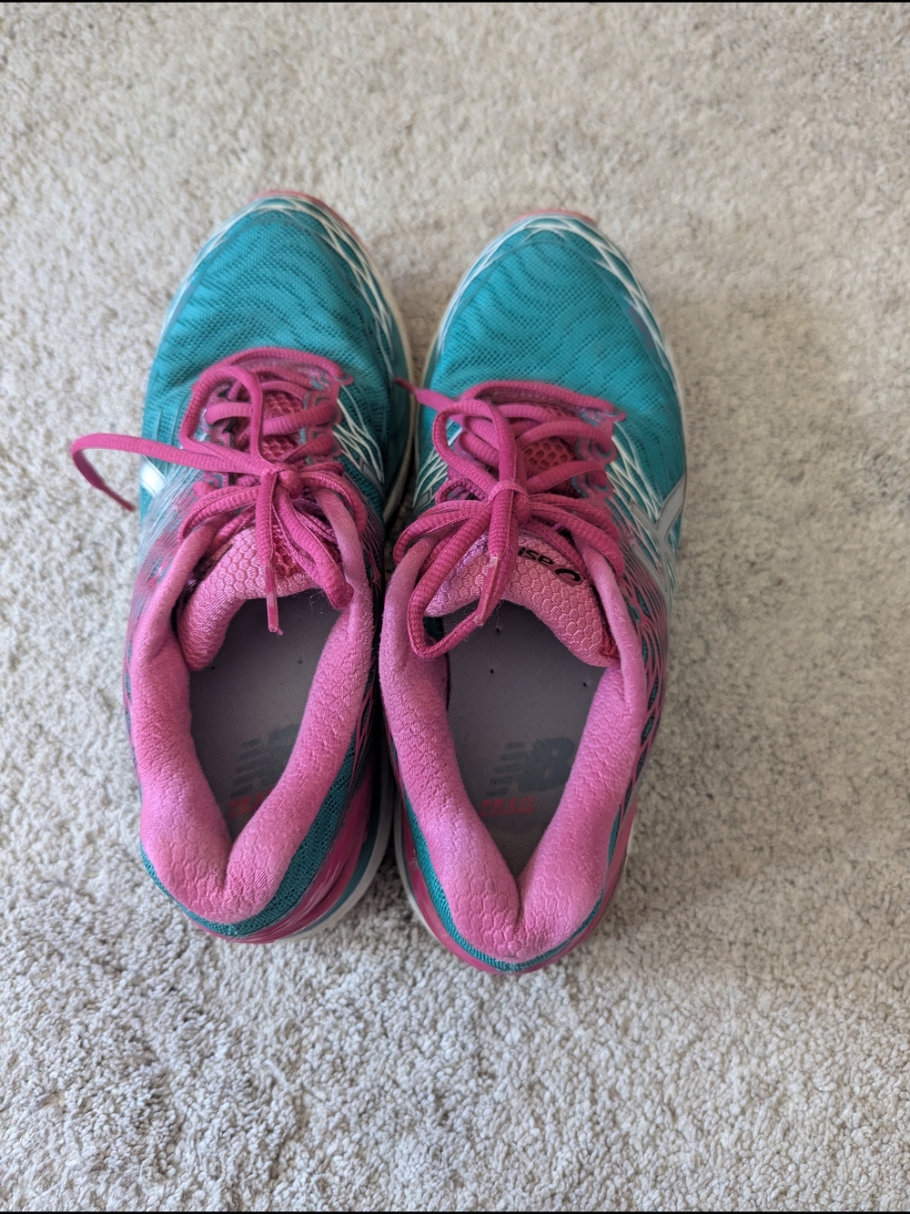 Asics Women's Teal and Pink Running Sneakers